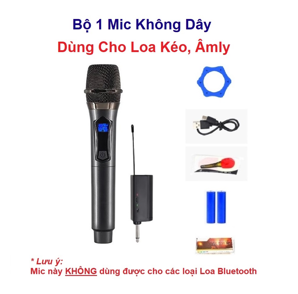 Bộ 1 Micro Không Dây Pin Sạc Xám